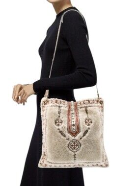 Tory Burch Vintage Shearling Embroidered Tunic Shoulder/Messanger Bag In EUC